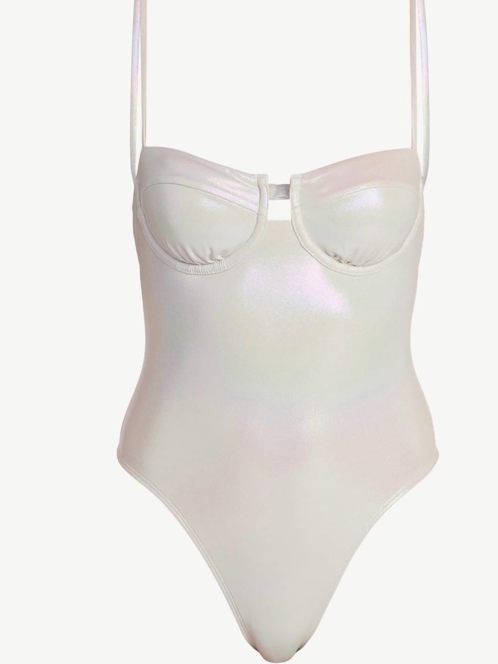 Iridescent White Bustier One-Piece swimsuit